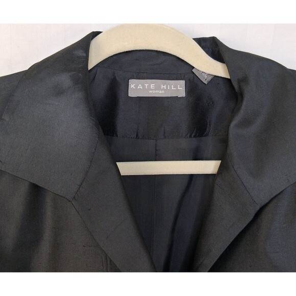 Kate Hill Woman Black Silk Jacket/Blazer Size 16W Fully Lined 3/4 Sleeve - Picture 14 of 15